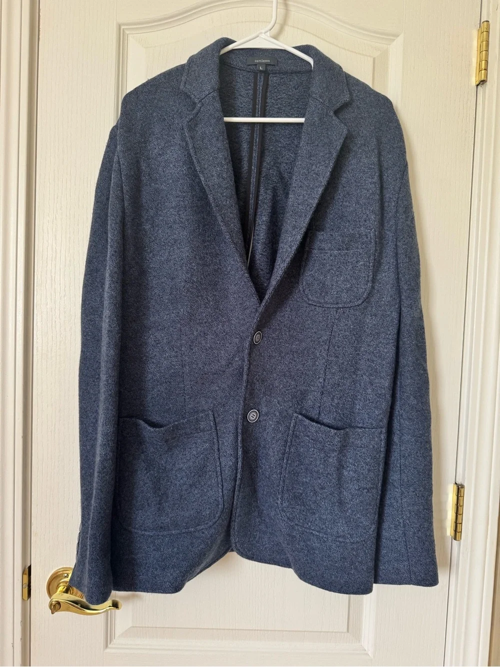 Turtleson Men’s Boiled Wool Sport Jacket Blazer Blue Size Large
